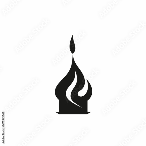 Elegant candle with flame, providing warmth and light icon simple silhouette