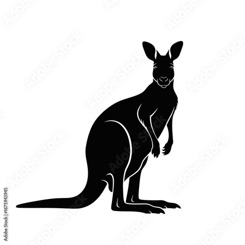 Striking kangaroo silhouette adds a touch of the Australian outback to your design projects, perfect for logos, branding, and wildlife themes