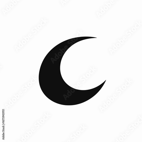 Crescent celestial body phases of lunar astronomical shape, clean black silhouette