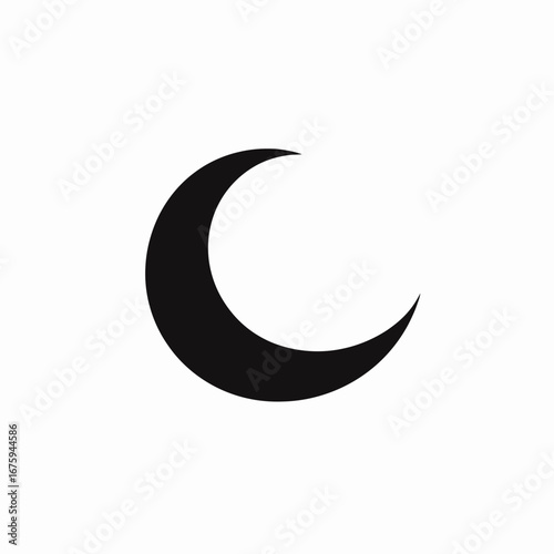 Simple crescent moon phase on isolated background, dark cosmic silhouette