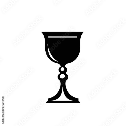 Elegant black medieval goblet design against a white backdrop silhouette