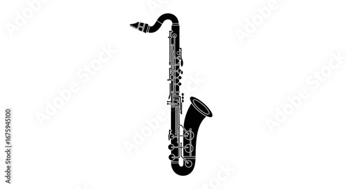 Black Silhouette of a Bass Clarinet Musical Instrument.
