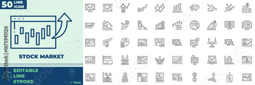 Stock Market Line Editable Icons set. Vector illustration in modern thin line style of Stock Market icons: stock, market, trading, etc