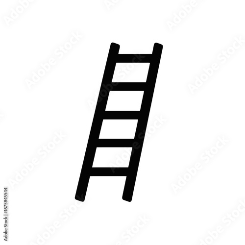 Simple black and white ladder reaching up to higher goals silhouette