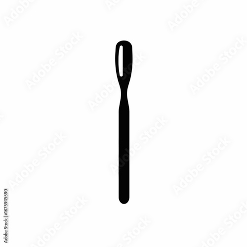 Isolated black cuticle pusher professional manicure tool simple minimalist silhouette