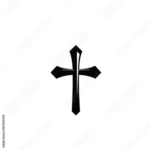 Bold Gothic cross displaying religious beliefs, Christian artwork, faith symbol silhouette