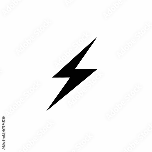 Striking lightning bolt on the white background, powerful energy flash silhouette