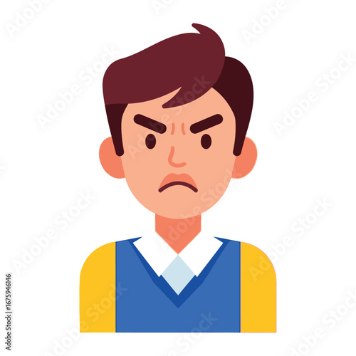 Furious Expressions: The image encapsulates the raw intensity of displeasure and the frustration that consumes the person's expression, showcasing a modern illustration style.