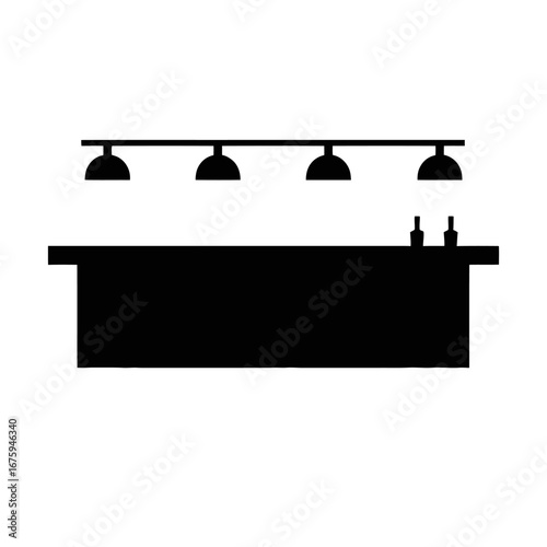 Elegant bar setting with bottles and lighting, a stylish vector silhouette