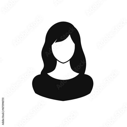 Simple woman portrait with hairstyle and blank face, monochrome silhouette