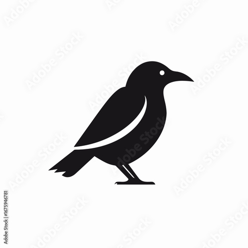 Elegant and minimalistic crow design presenting a unique bird vector silhouette