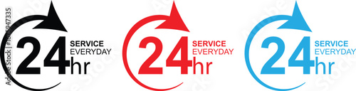 24 Hour Service Icons for Business and Customer Support