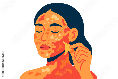 Woman gently peeling facial mask while relaxing indoors  person with skin peeling
