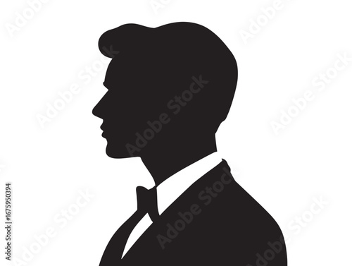 Modern groom silhouette vector icon with striking formal attire