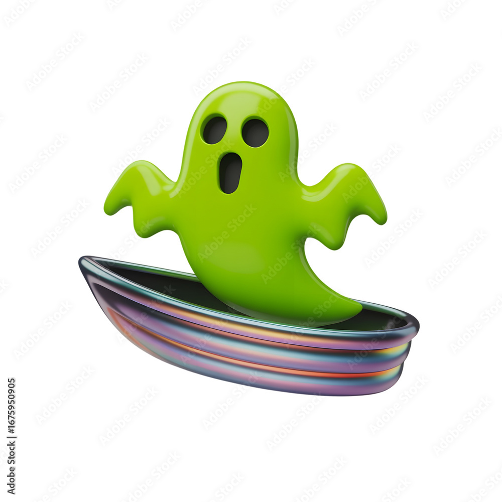 custom made wallpaper toronto digitalCute cartoon green ghost character emerging from a spooky coffin isolated on transparent background