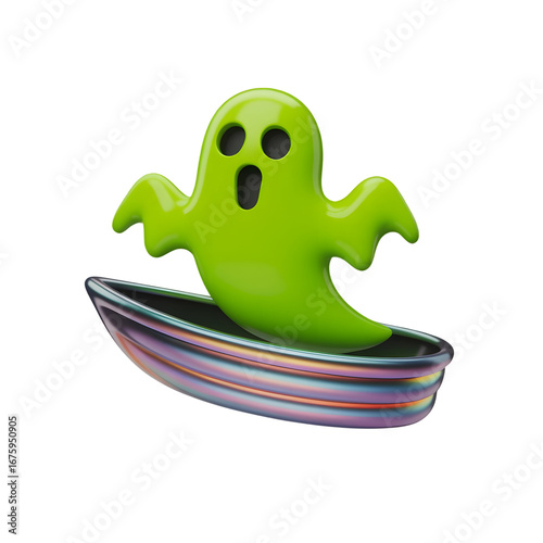 Wallpaper Mural Cute cartoon green ghost character emerging from a spooky coffin isolated on transparent background Torontodigital.ca