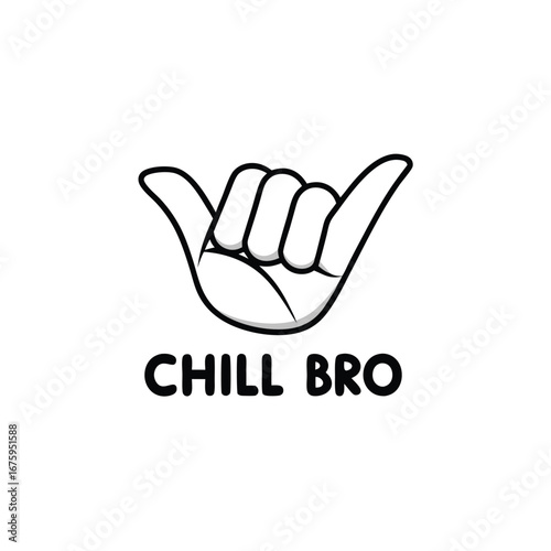 Black Silhouette of Relaxed Hand Gesture CHILL BRO Illustration