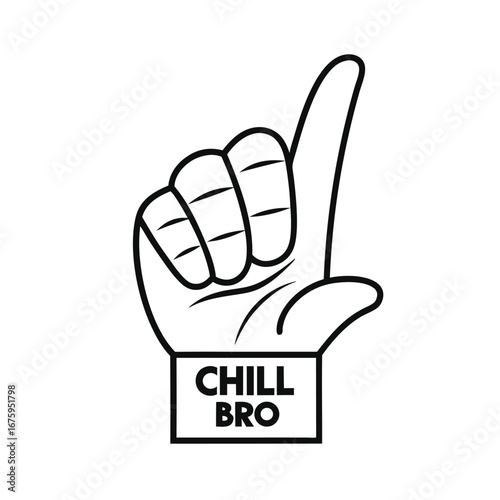 Minimalist Hand Gesture Silhouette CHILL BRO Text Design