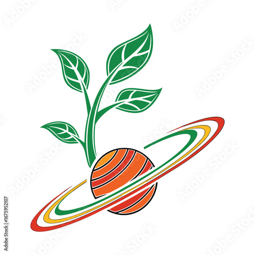 Abstract planet with ring logo

