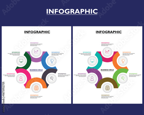 Business circle infographic with a central 'BUSINESS CIRCLE' text and six colored segments with icons.