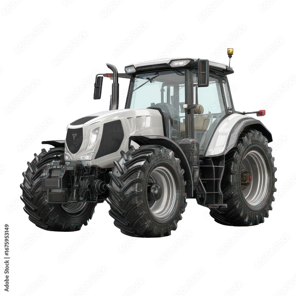 Obraz premium Modern tractor with large rear wheels isolated on transparent background