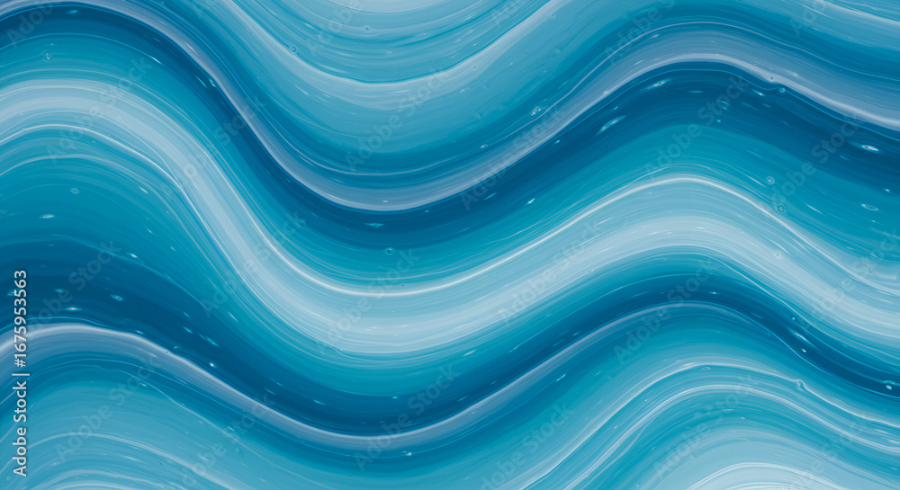Fototapeta premium Abstract turquoise wavy lines background with a fluid and dynamic motion