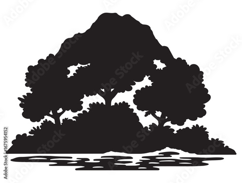 Exotic Island Icon Silhouette Stunning Ocean Paradise Vector Stock