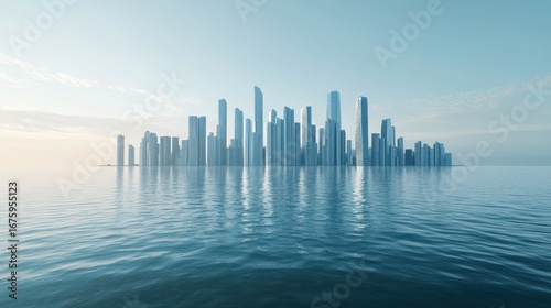 Modern cityscape floating island