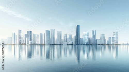 City skyline reflection horizon