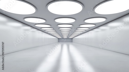 Empty modern white tunnel interior