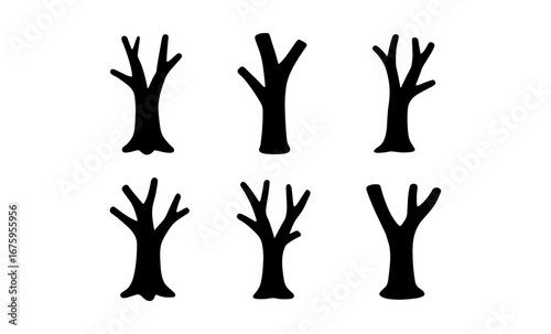 Silhouette tree trunks set: minimalist nature design collection for creative projects