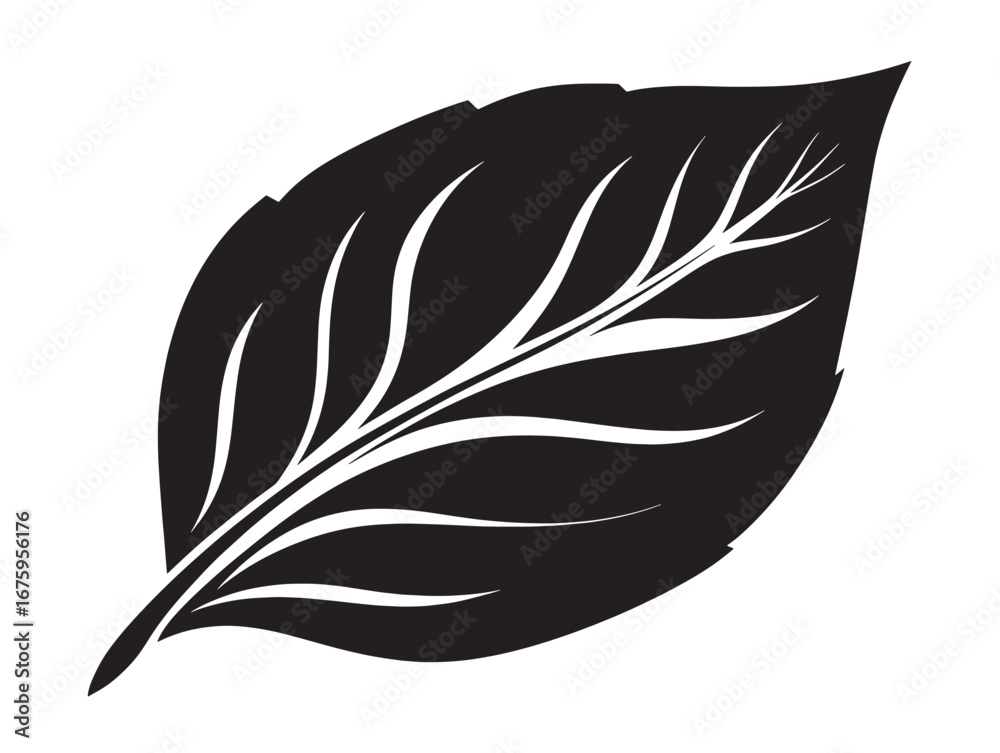 Obraz premium Natural Solid Black Leaf Icon Silhouette Vector Artwork