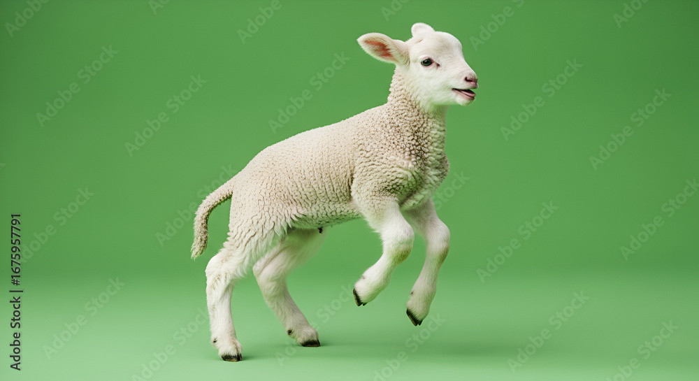 Obraz premium Lamb frolicking in a springtime field a portrait of youthful joy and pastoral innocence against a