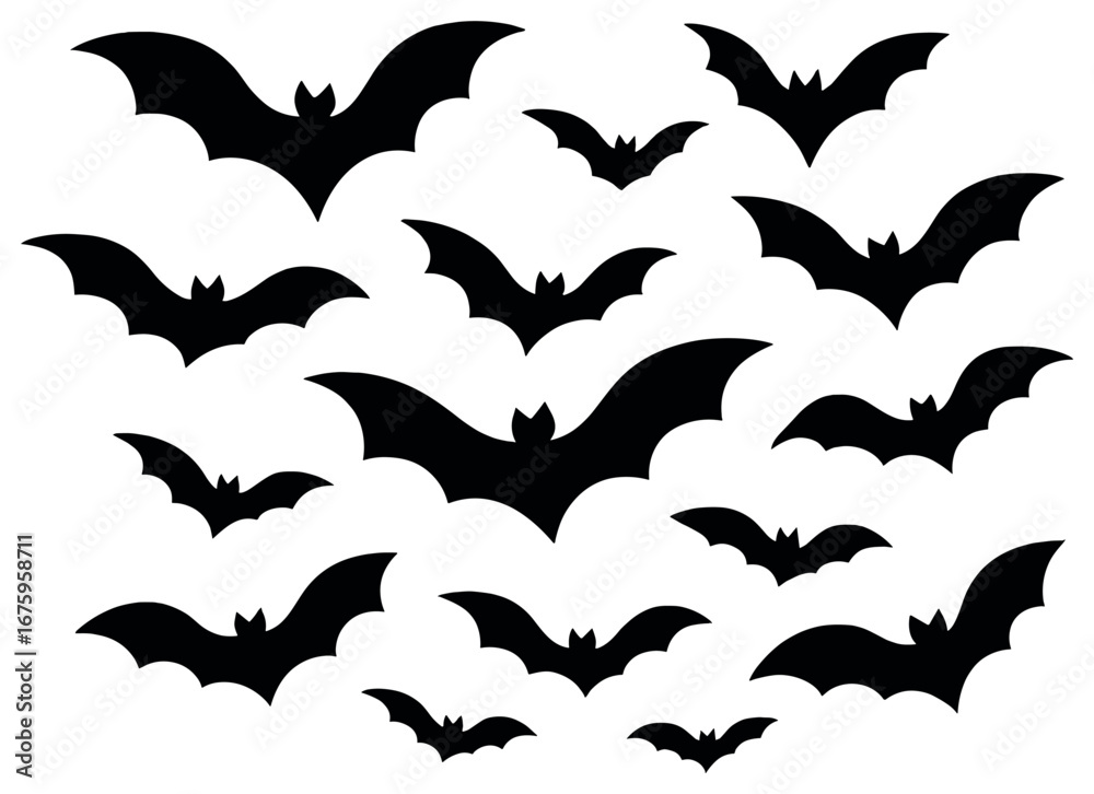 Naklejka premium Halloween bats 3d icon set. featuring flying, hanging, and various bat poses