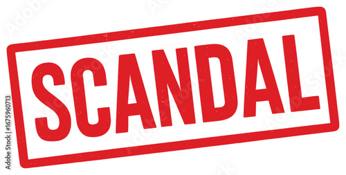 Scandal themed icon. red stamp with emphasis on controversy, dispute, and headline