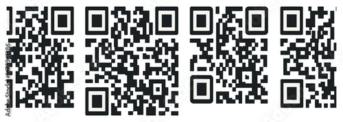 Qr code linear icons set. featuring scan, digital, identification, payment, and access symbols