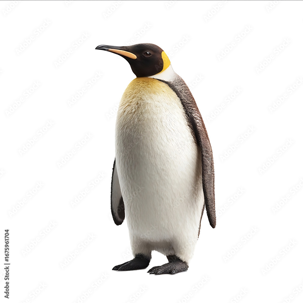 Fototapeta premium Penguin standing on a white background no shadows highresolution photography professional color grading soft shadowing low contrast clean sharp focus no grain