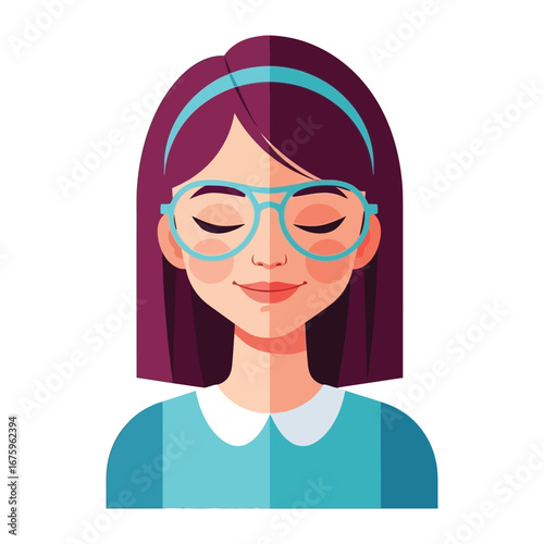 Calmness in Gaze: A beautiful person of vibrant illustration with gentle eyes that project a deep sense of serenity. Peaceful and contemplative in a world of daily challenges.