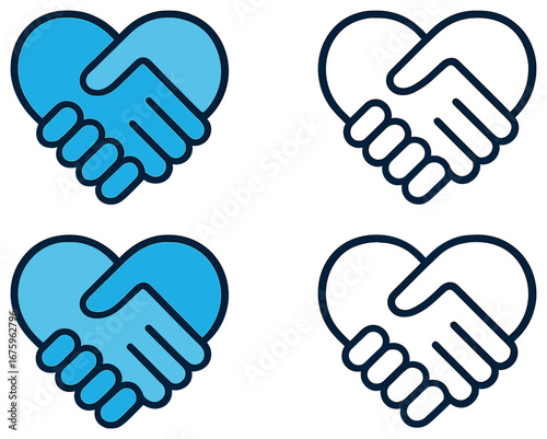 Charity and unity 3d icons set. featuring handshake and heart symbols
