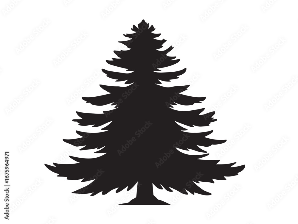 Obraz premium Tall Pine Tree Silhouette Icon Vector Illustration for Forest Landscape Stock Image