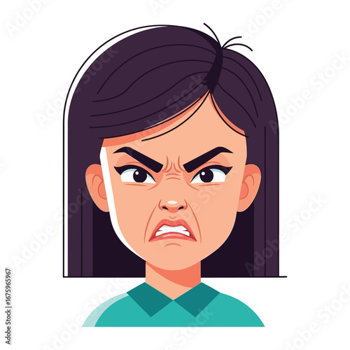 Frowning Face of Frustration: Capturing the raw emotion of a young woman’s displeasure, conveying a powerful visual of anger, annoyance, and a state of intense irritation.