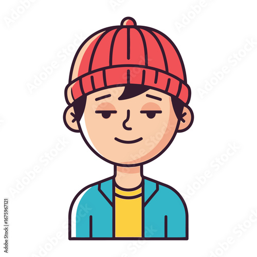 Cool Kid Illustration: This illustration features a relaxed and trendy individual, wearing a beanie and casual attire, showcasing modern style and laid-back charm.