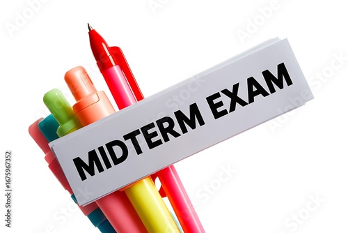 Get ready for your midterm exam with colorful pens and study materials, a symbol of academic success and preparation