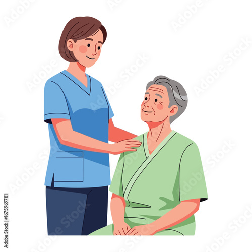 Compassionate Support: A caring caregiver offers comfort and reassurance to a senior citizen, portraying empathy, trust, and the value of elderly care.