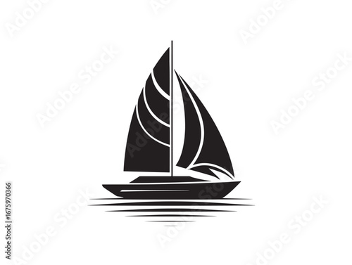 Elegant Sailboat Silhouette Vector Illustration for Nautical Themes