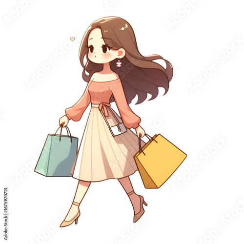 a shopping girl vector