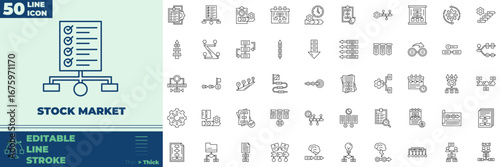 Stock Market Line Editable Icons set. Vector illustration in modern thin line style of Stock Market icons: stock, market, trading, etc