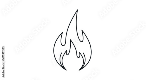Simple Line Art Drawing of a Single Flame.