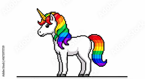 A Colorful Unicorn A Whimsical Illustration of a Mythical Creature with a Rainbow Mane and Tail