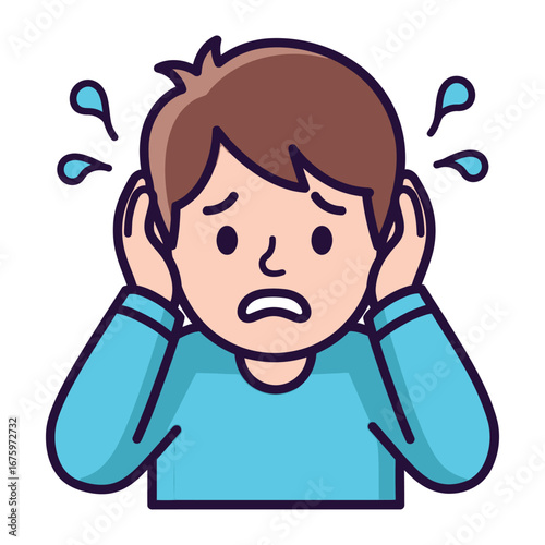 Clutching Ears Illustration: A distressed person, clutching their ears in a visual portrayal of overwhelmed feelings.